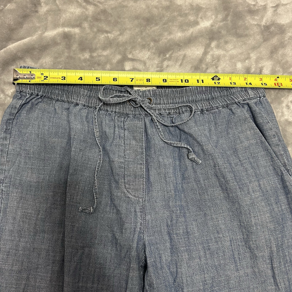 J. Crew Pants Chambray Pull on Drawstring Ankle Size 6 resort vacation boho - Picture 4 of 7